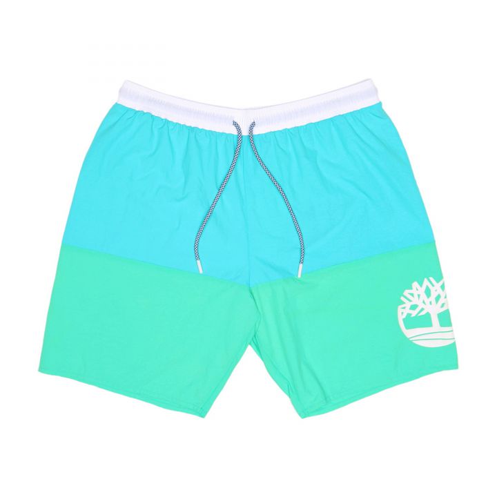 מכנסי בגד ים בהדפס לוגו צד ושרוך קשירה