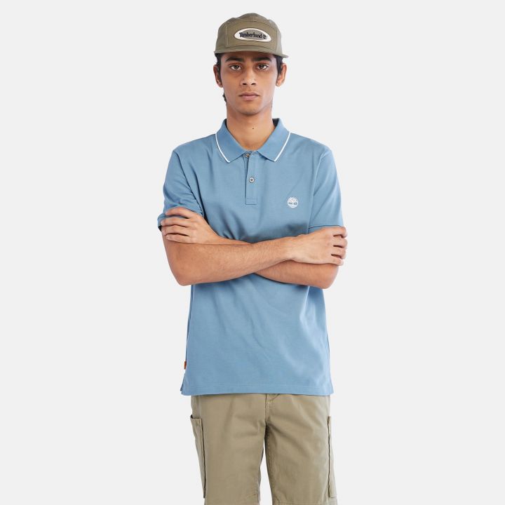 חולצת פולו Millers River עם צווארון ולוגו רקום לגברים