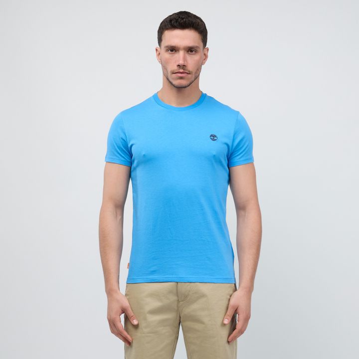 טי שירט ג’רסי מפתח עגול עם לוגו רקום