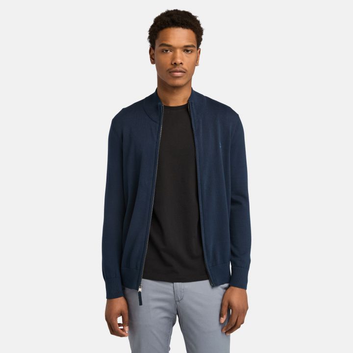 סווטשירט עם רוכסן מלא ולוגו רקום לגברים