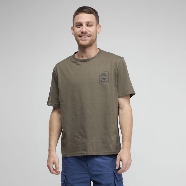 טי שירט Timberland עם הדפס לוגו מרובע לגברים