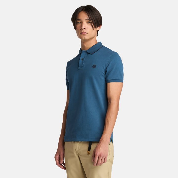 חולצת פולו לגברים עם שרוולים קצרים ולוגו רקום