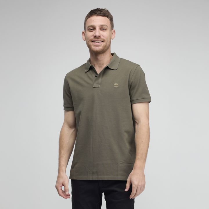חולצת פולו לגברים עם שרוולים קצרים ולוגו רקום