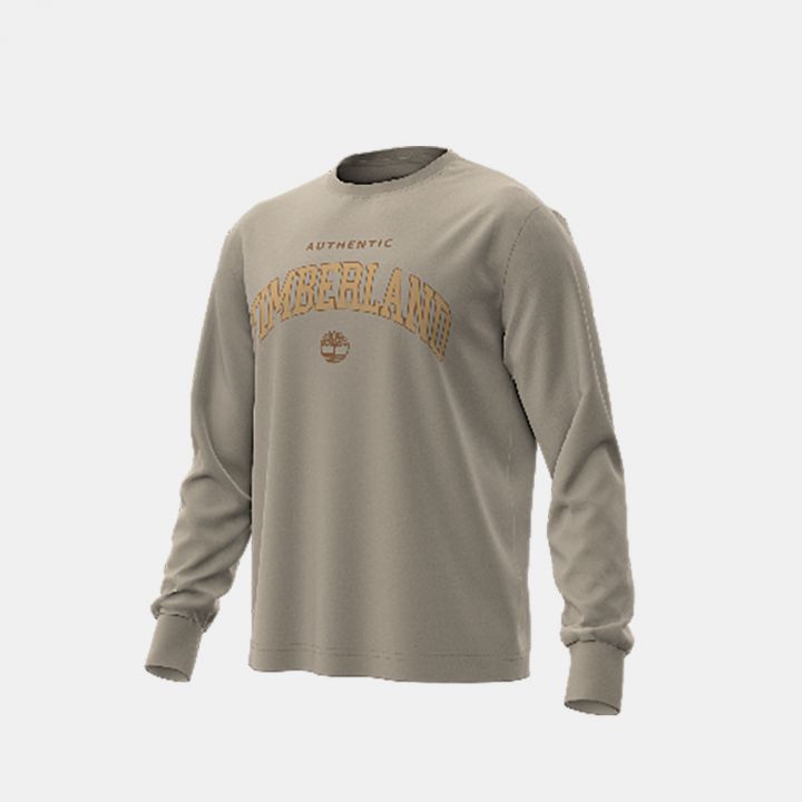 טי שירט שרוול ארוך Timberland עם הדפס בחזה לגברים