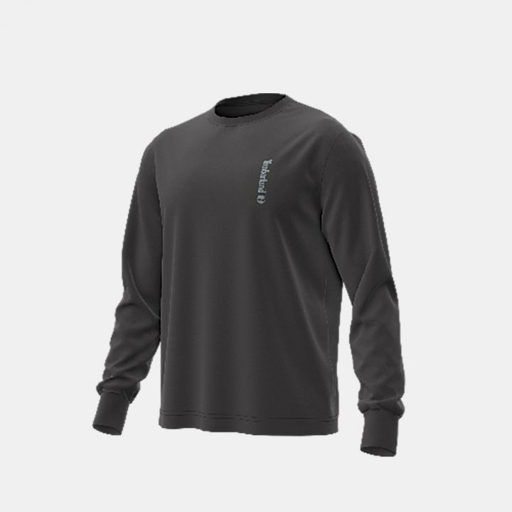 טי שירט שרוול ארוך Timberland עם הדפס אנכי קטן לגברים