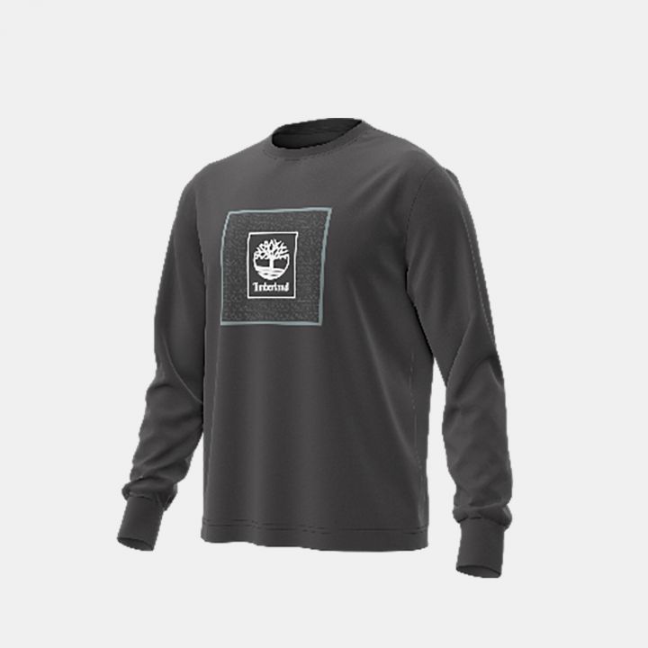 טי שירט שרוול ארוך Timberland עם הדפס לוגו ריבועי לגברים