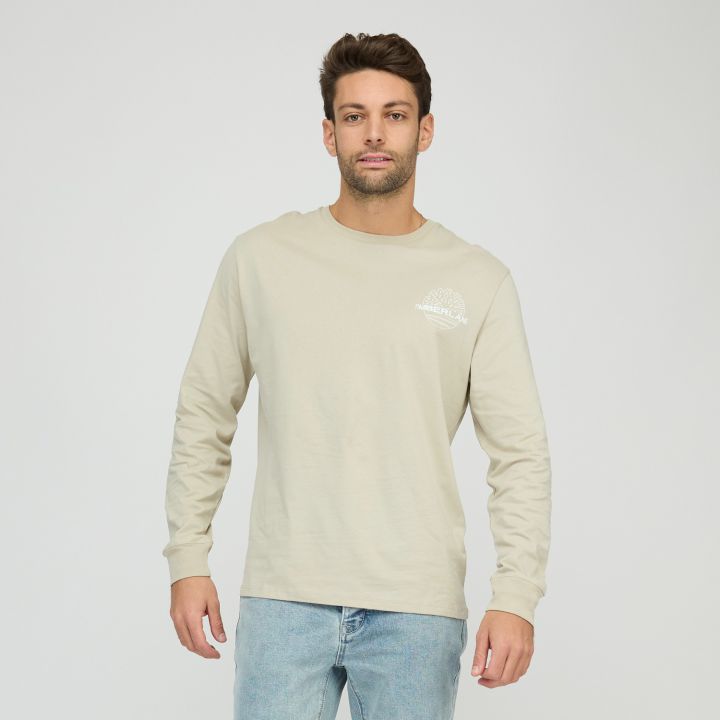 טי שירט שרוול ארוך Timberland עם הדפס אחורי לגברים