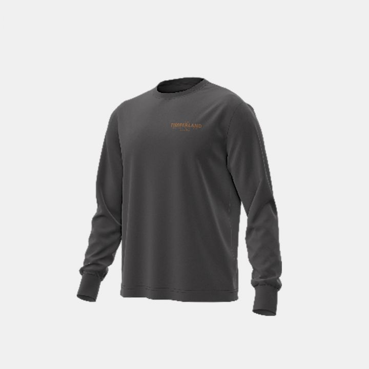 טי שירט שרוול ארוך Timberland עם הדפס טקסט בגב