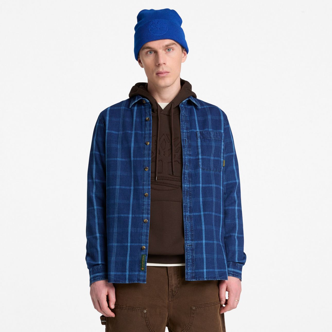 חולצה מכופתרת לגברים Indigo Check