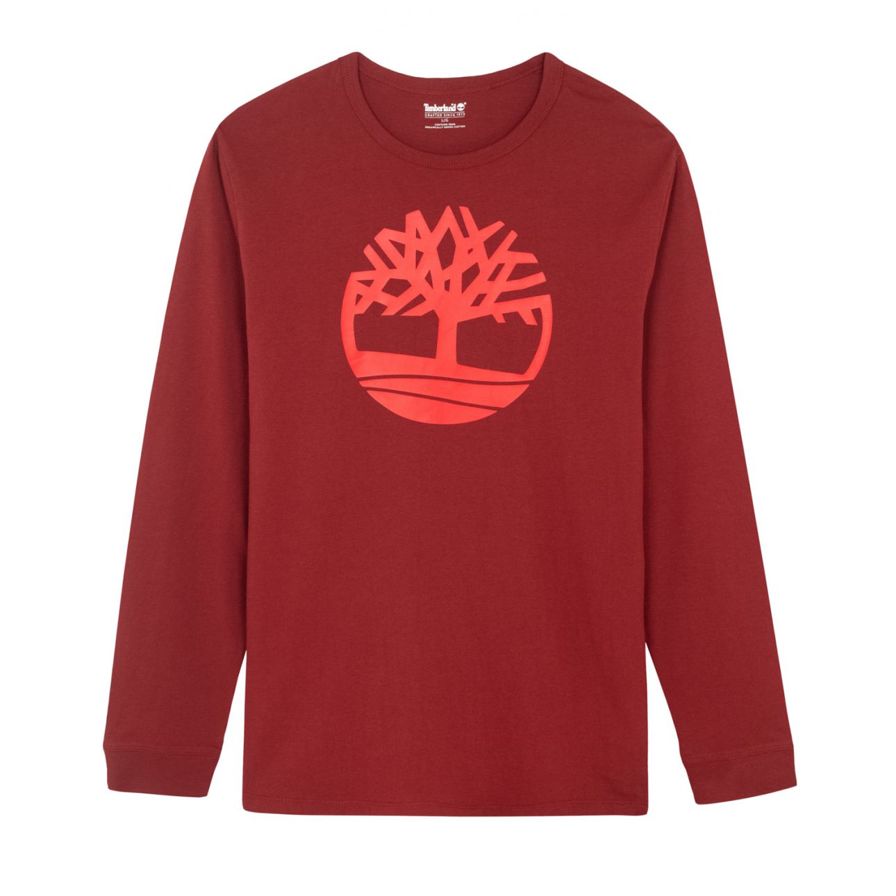 טי שירט שרוולים ארוכים בהדפס לוגו עץ