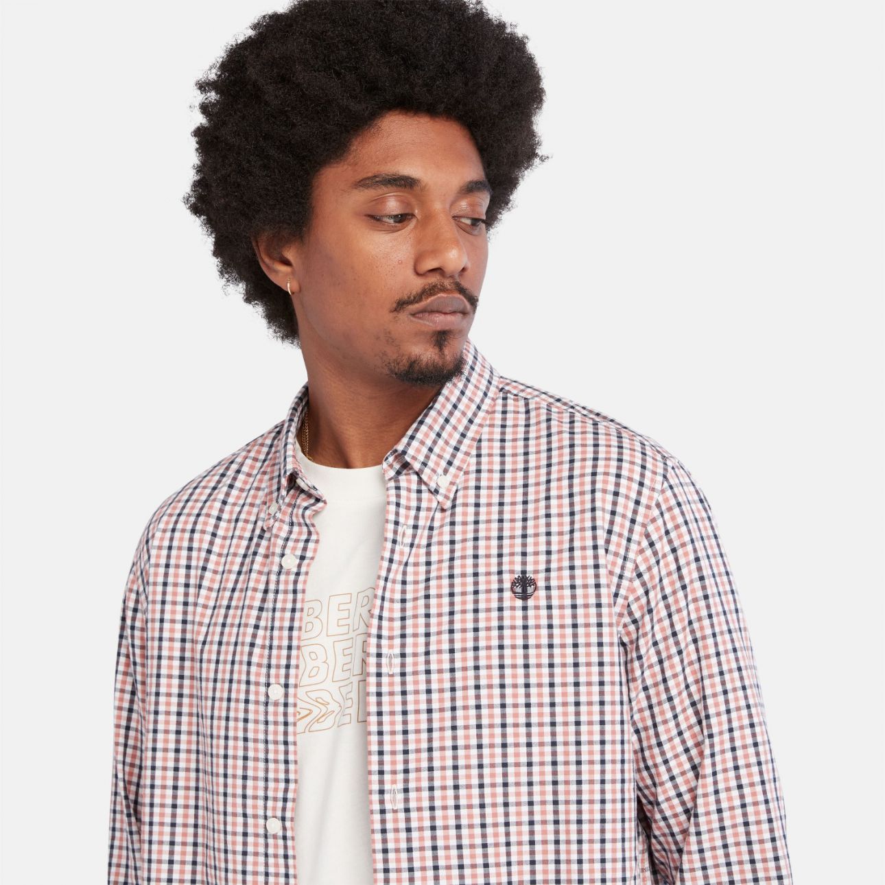 חולצה מכופתרת עם משבצות זעירות לגבר