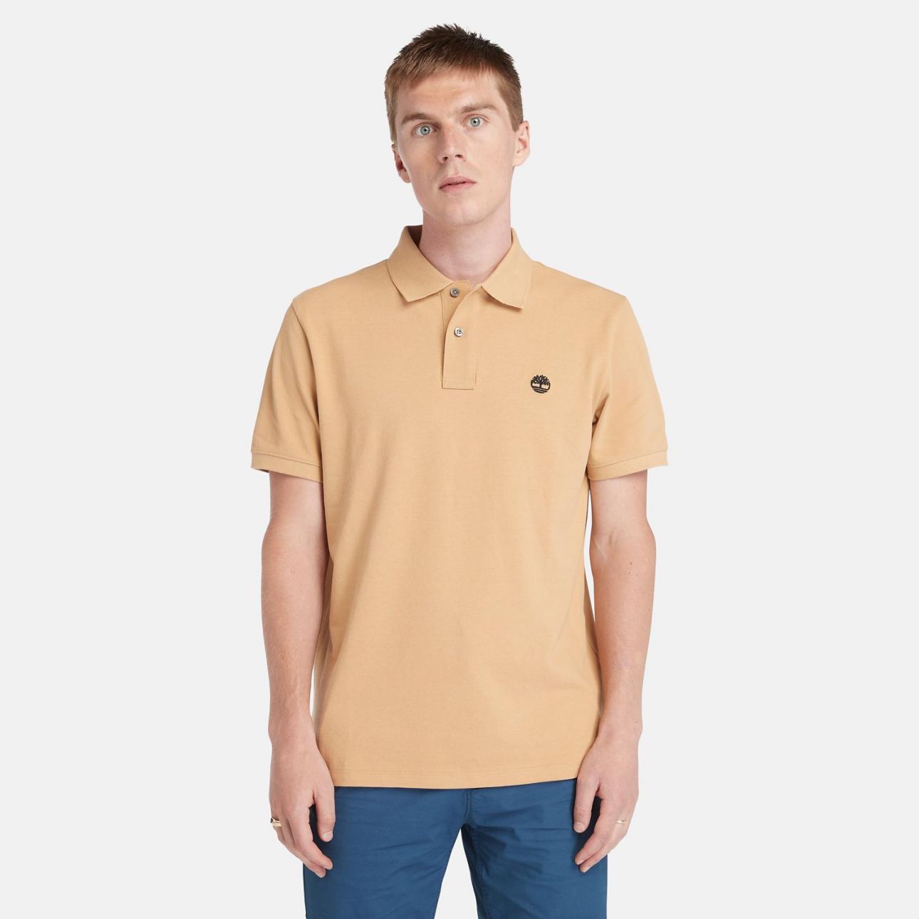 חולצת פולו Millers River עם צווארון ולוגו רקום לגברים