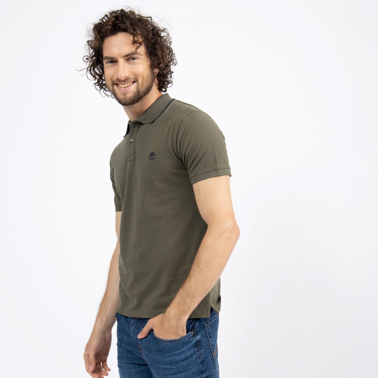 חולצת פולו Millers River עם צווארון ולוגו רקום לגברים