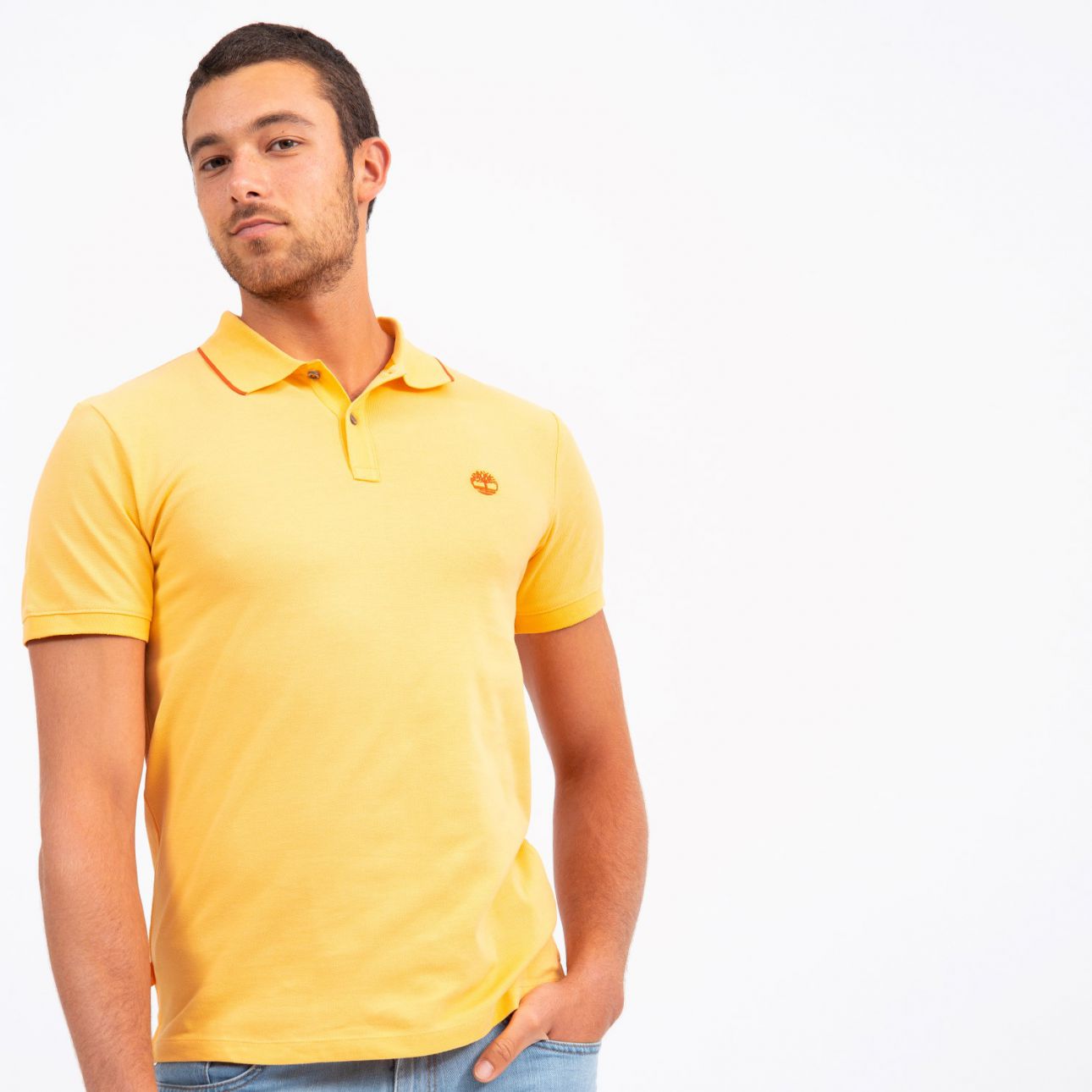 חולצת פולו Millers River עם צווארון ולוגו רקום לגברים