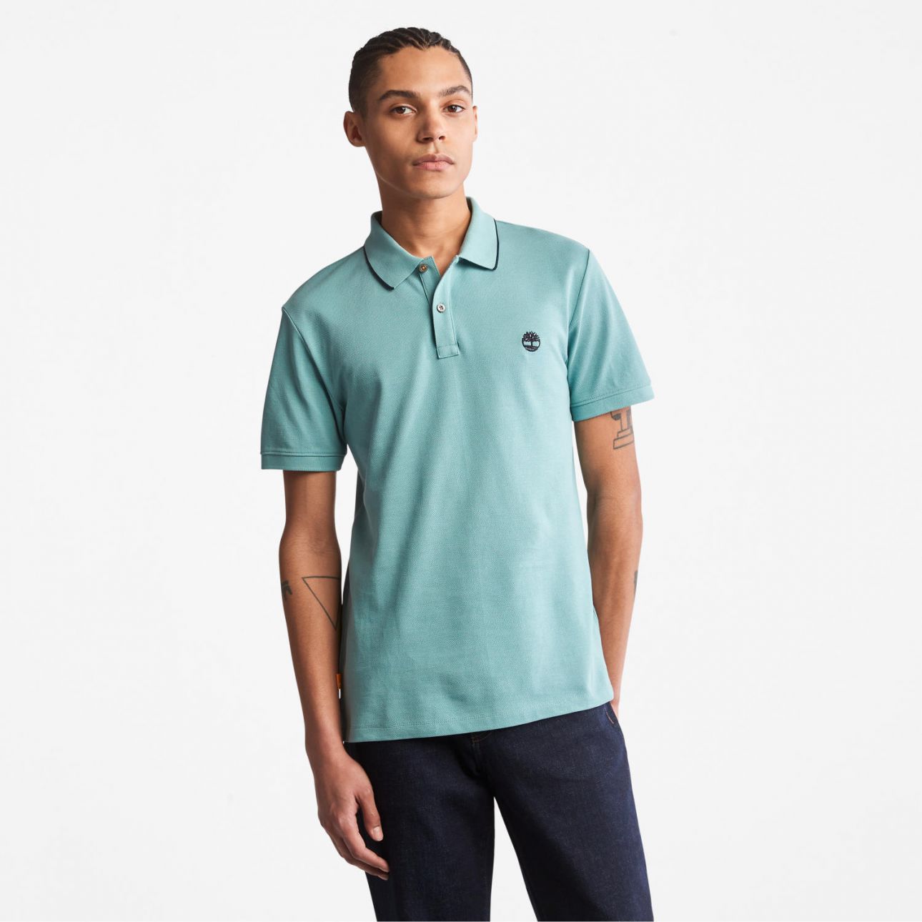 חולצת פולו Millers River עם צווארון ולוגו רקום לגברים