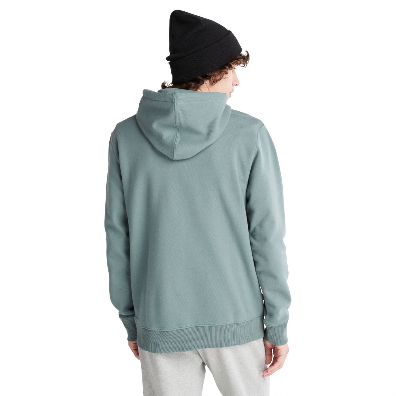 סווטשירט עם כובע קפוצ’ון והדפס לוגו עץ