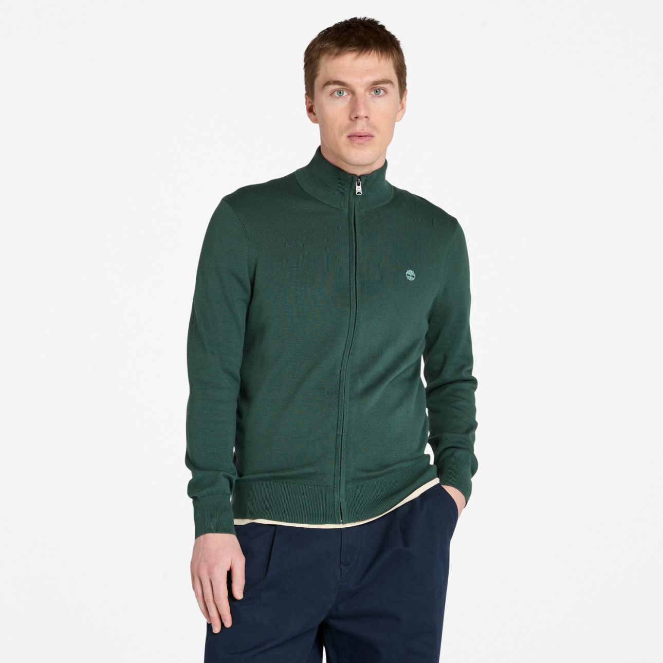 סווטשירט עם רוכסן מלא ולוגו רקום