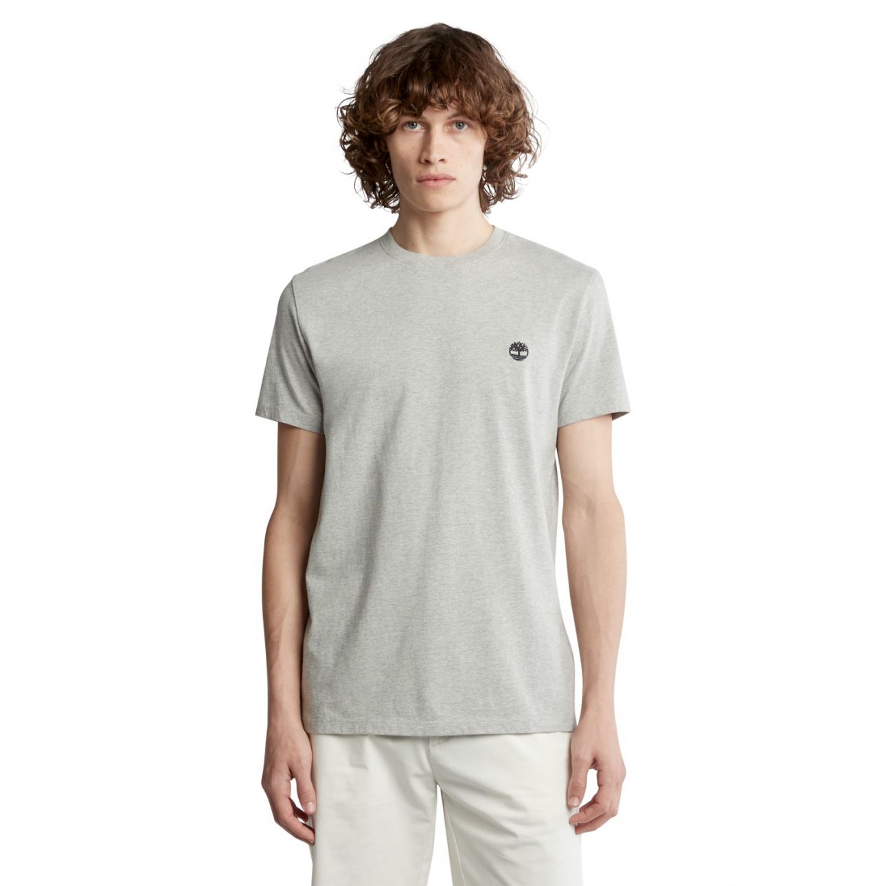 טי שירט ג’רסי מפתח עגול עם לוגו רקום