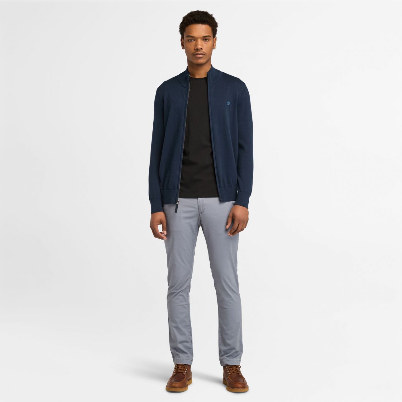 סווטשירט עם רוכסן מלא ולוגו רקום לגברים