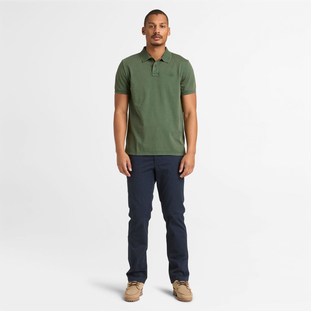 חולצת פולו קצרה לגברים עם לוגו Timberland רקום