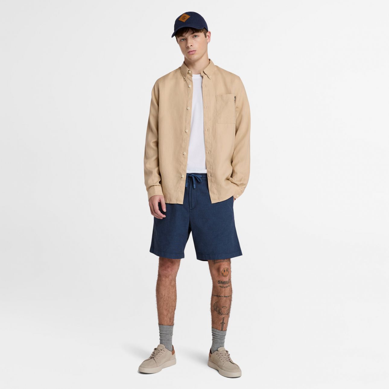 מכנסי ברמודה Timberland עם שרוך במותן לגברים