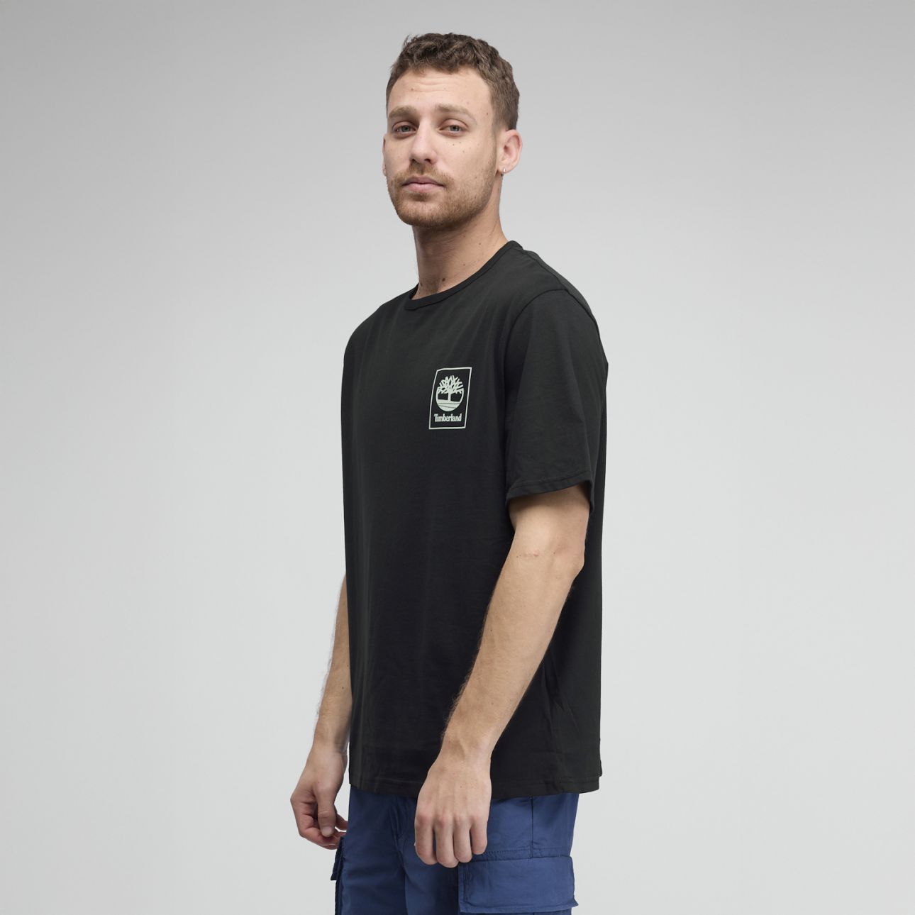 טי שירט Timberland עם הדפס לוגו מרובע לגברים