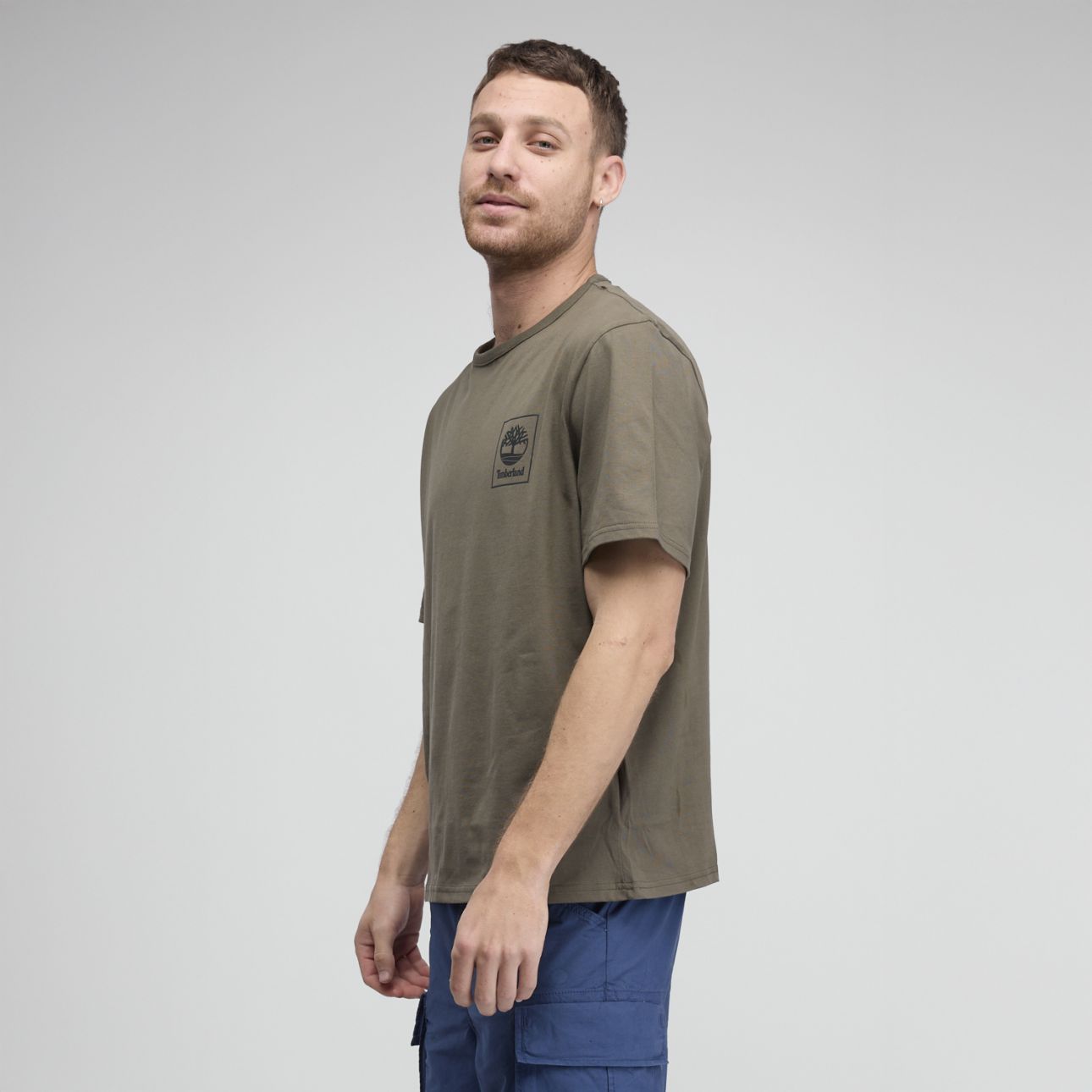 טי שירט Timberland עם הדפס לוגו מרובע לגברים