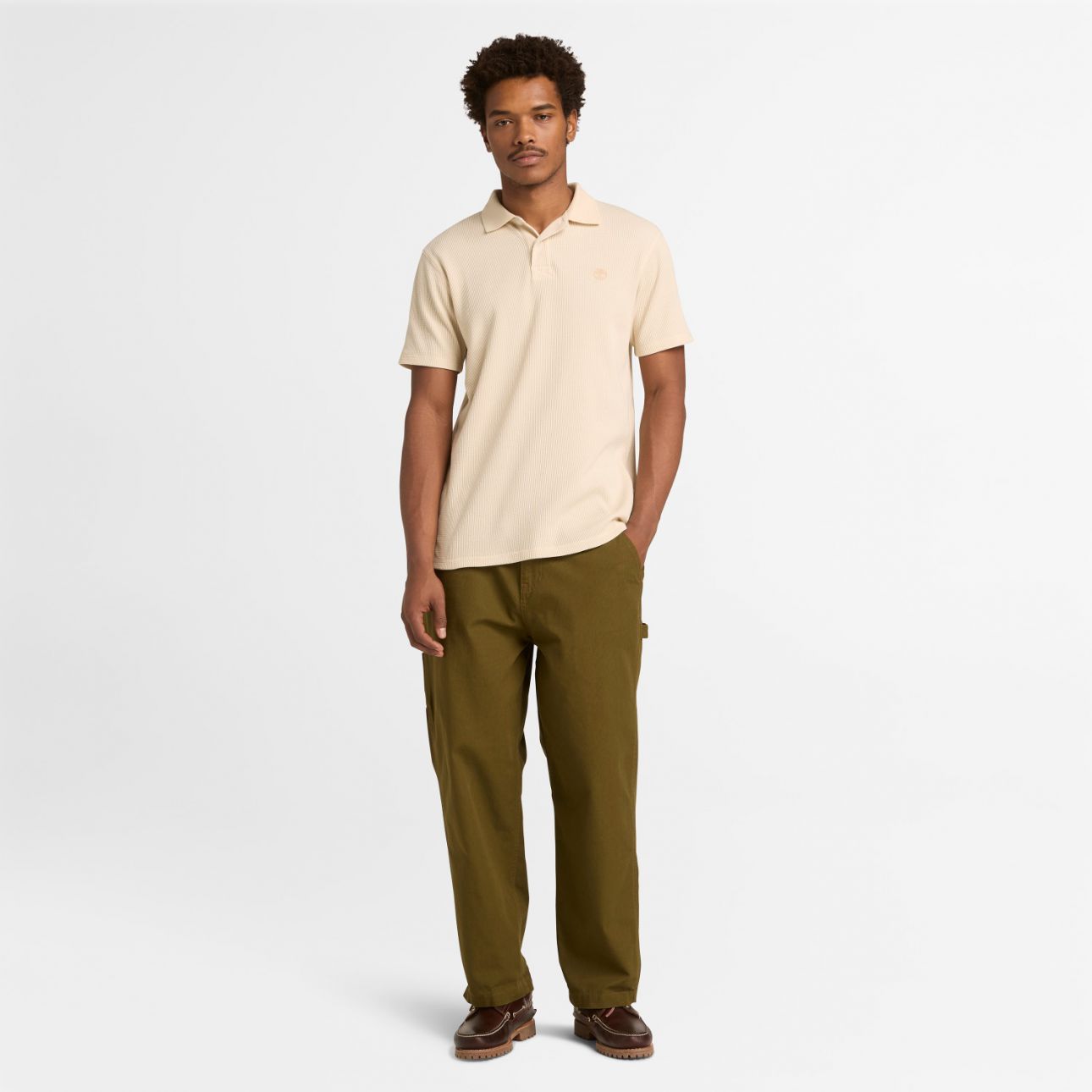 חולצת פולו קצרה לגברים REGULAR FIT WAFFLE