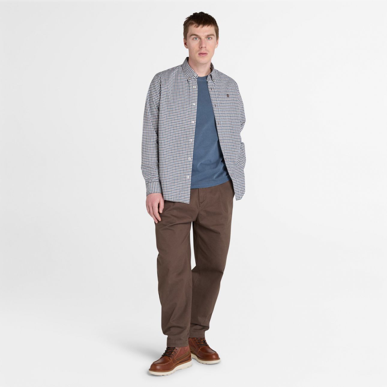 חולצה מכופתרת לגברים Stretch Poplin Gingham