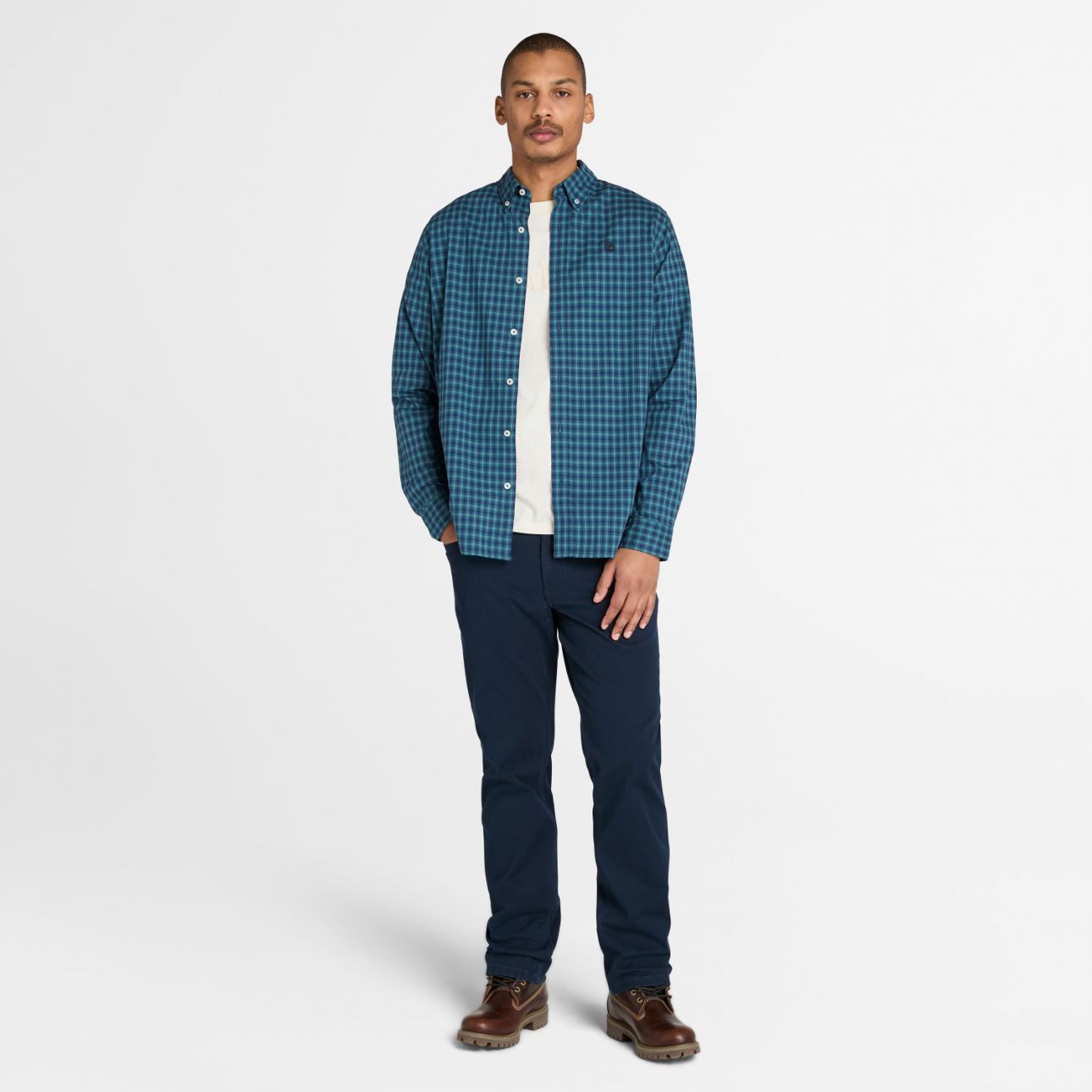 חולצה מכופתרת לגברים Stretch Poplin Gingham