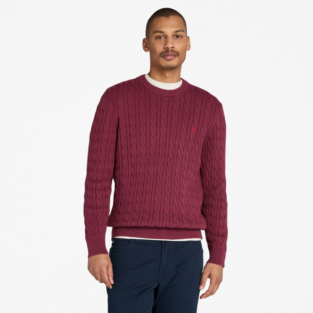 סוודר חלק עם צאוורון עגול