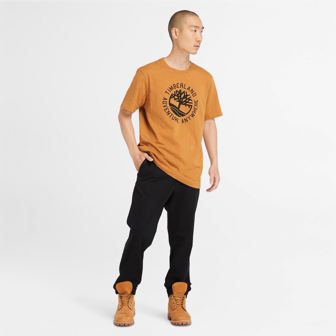 טי שירט עם שרוולים קצרים והדפס לוגו Timberland לגברים