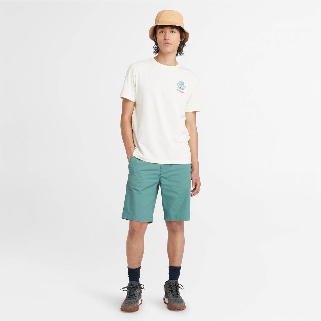 טי שירט עם הדפס Timberland דו צדדי לגברים