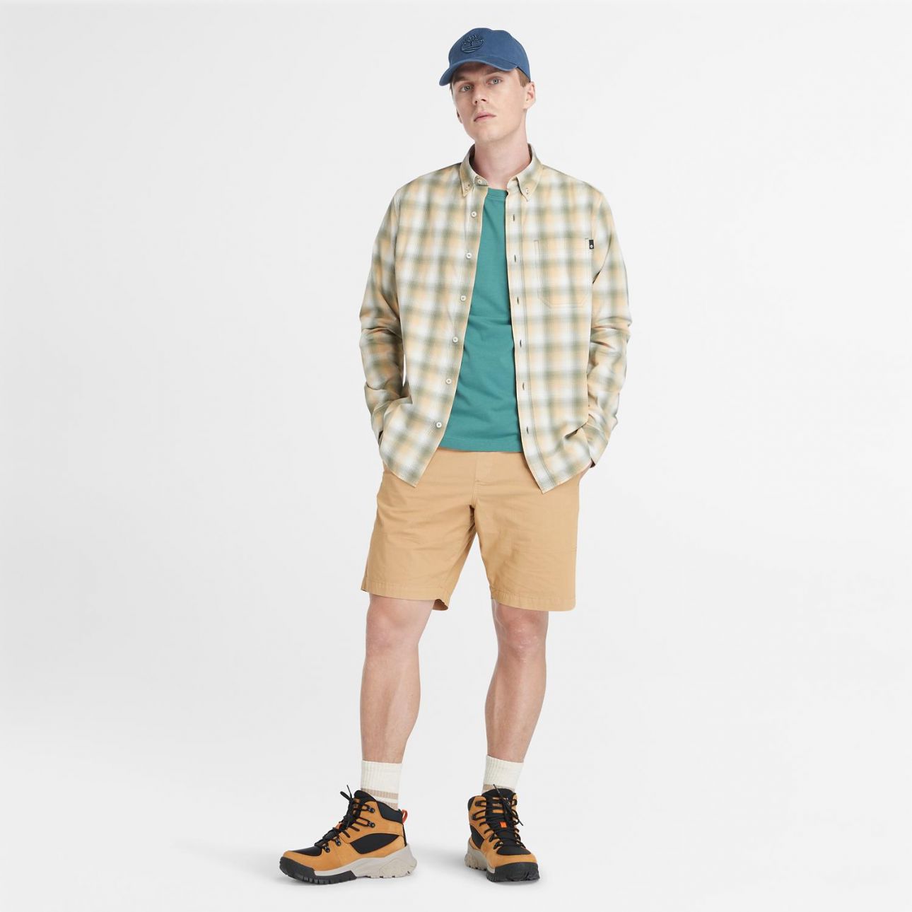 חולצה משבצות מכופתרת Timberland® עם כיס לגברים | Timberland