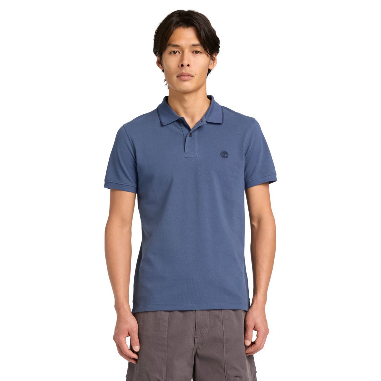 חולצת פולו לגברים עם שרוולים קצרים ולוגו רקום