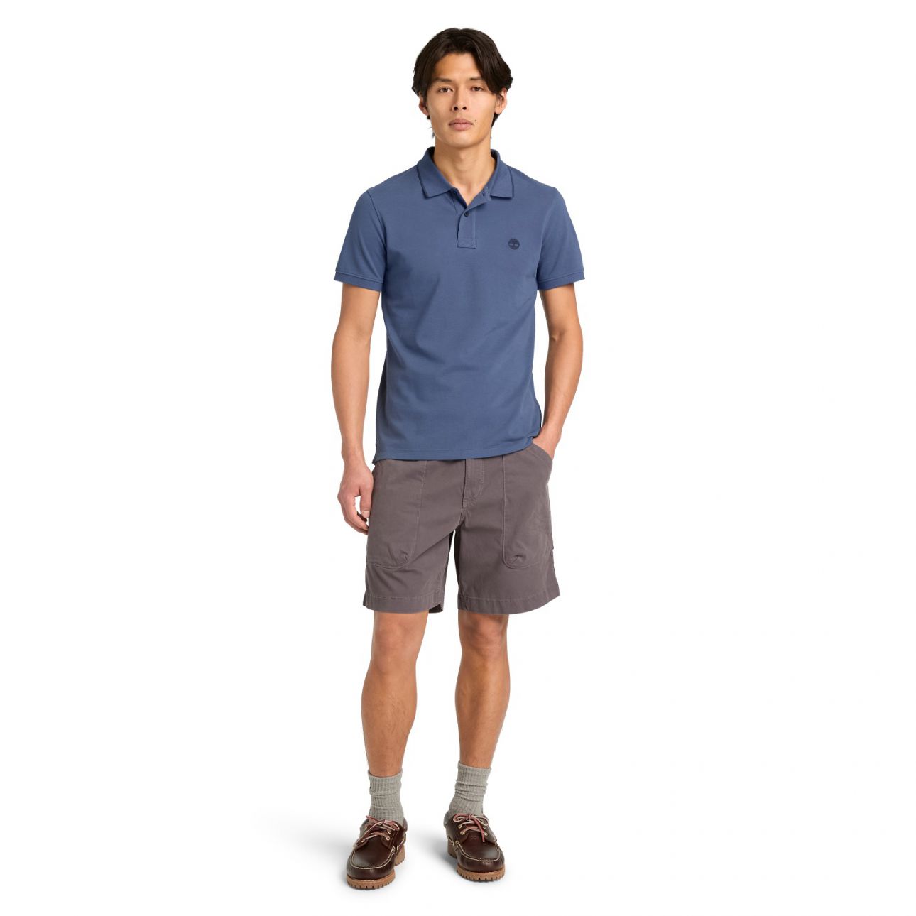 חולצת פולו לגברים עם שרוולים קצרים ולוגו רקום