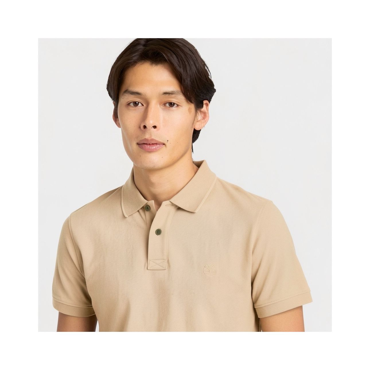 חולצת פולו לגברים עם שרוולים קצרים ולוגו רקום