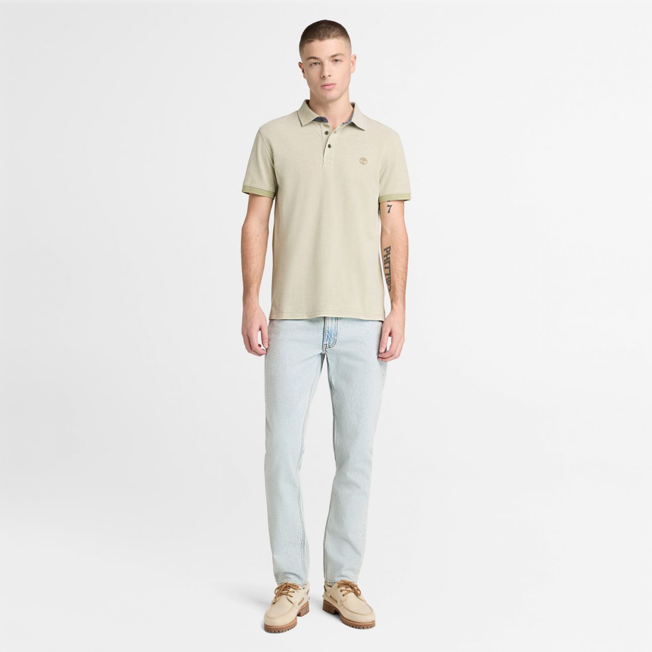 חולצת פולו Oxford צווארון ולוגו רקום לגברים