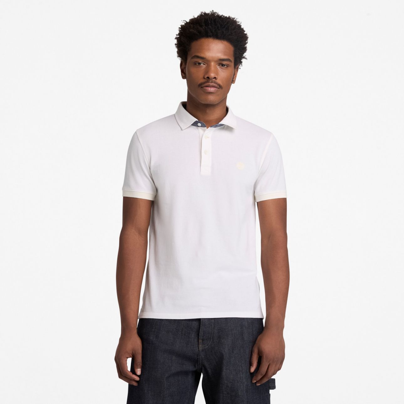 חולצת פולו Oxford צווארון ולוגו רקום לגברים