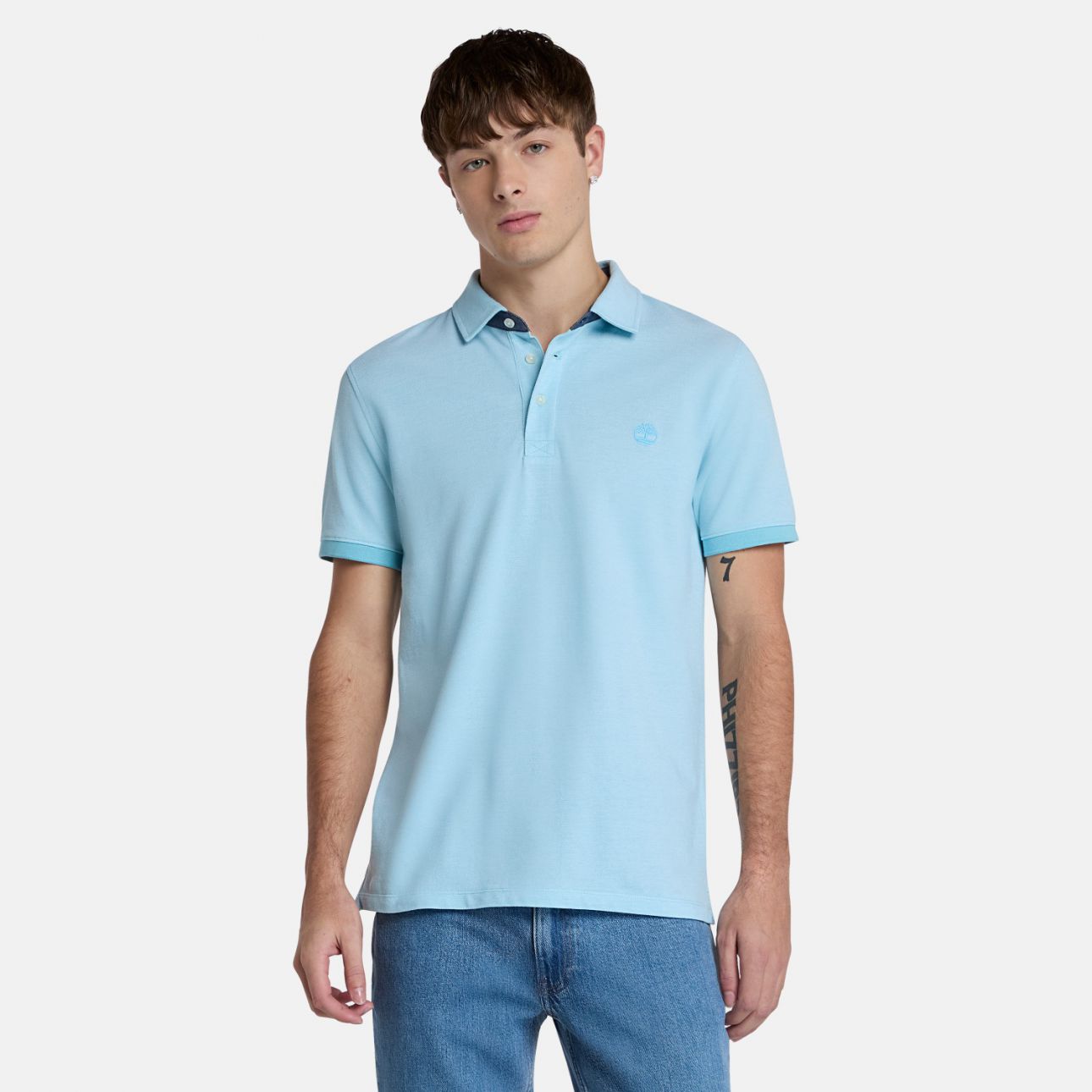 חולצת פולו Oxford צווארון ולוגו רקום לגברים