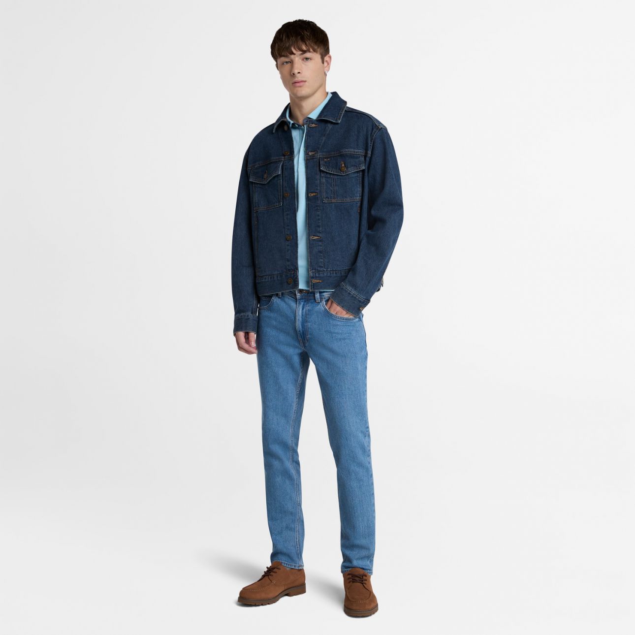 חולצת פולו Oxford צווארון ולוגו רקום לגברים