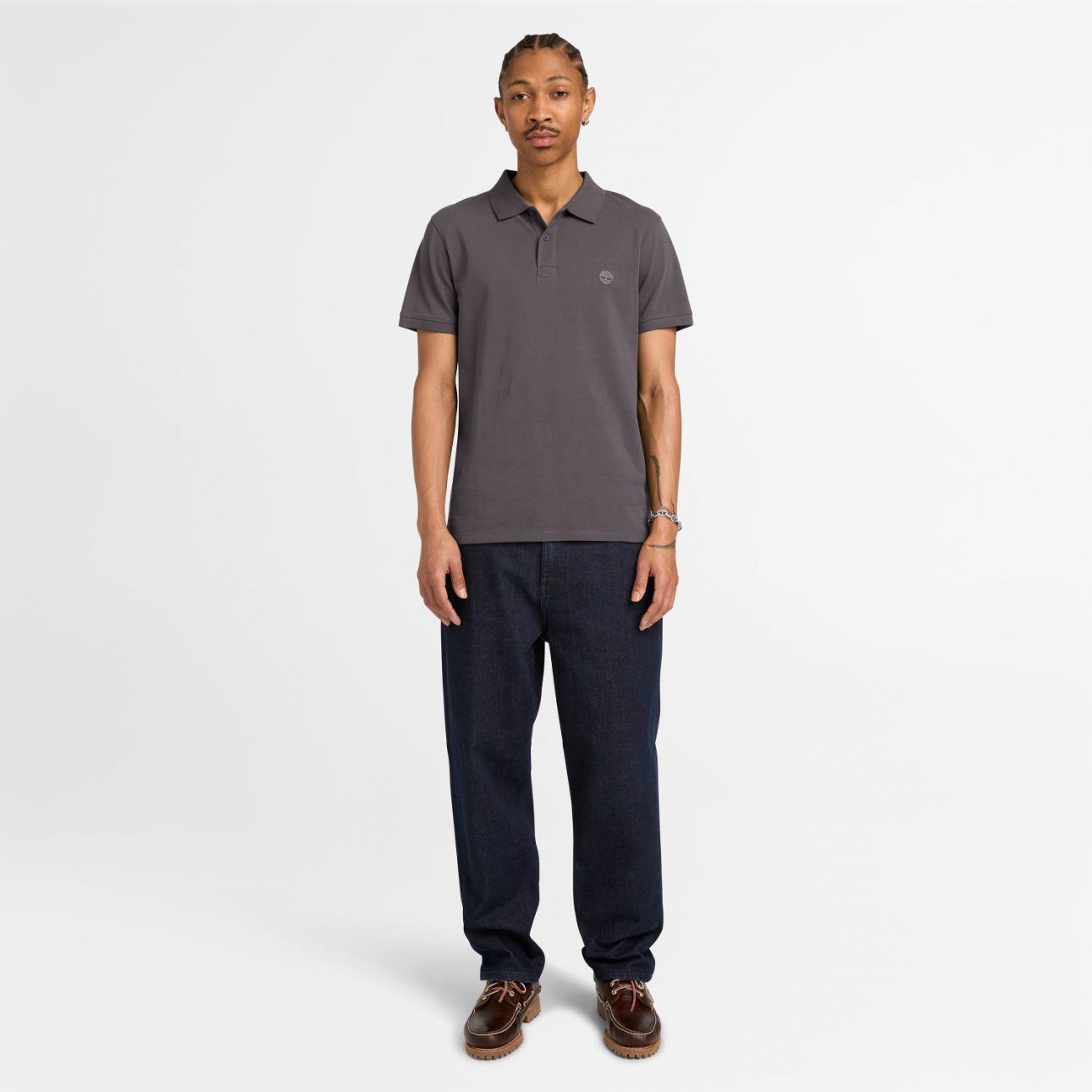 חולצת פולו עם לוגו רקום לגברים