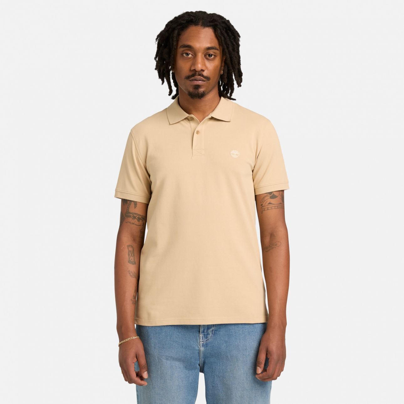 חולצת פולו עם לוגו רקום לגברים