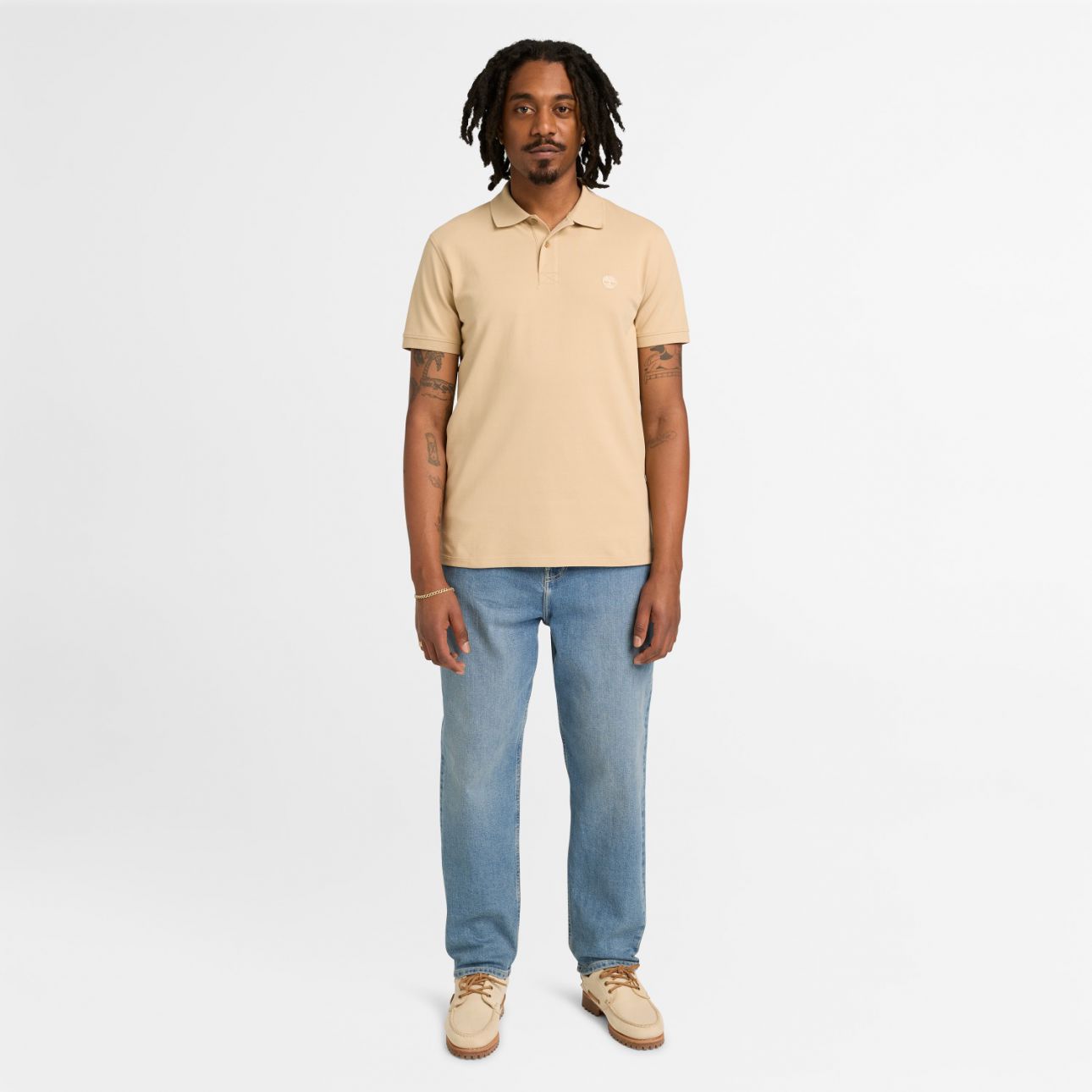 חולצת פולו עם לוגו רקום לגברים