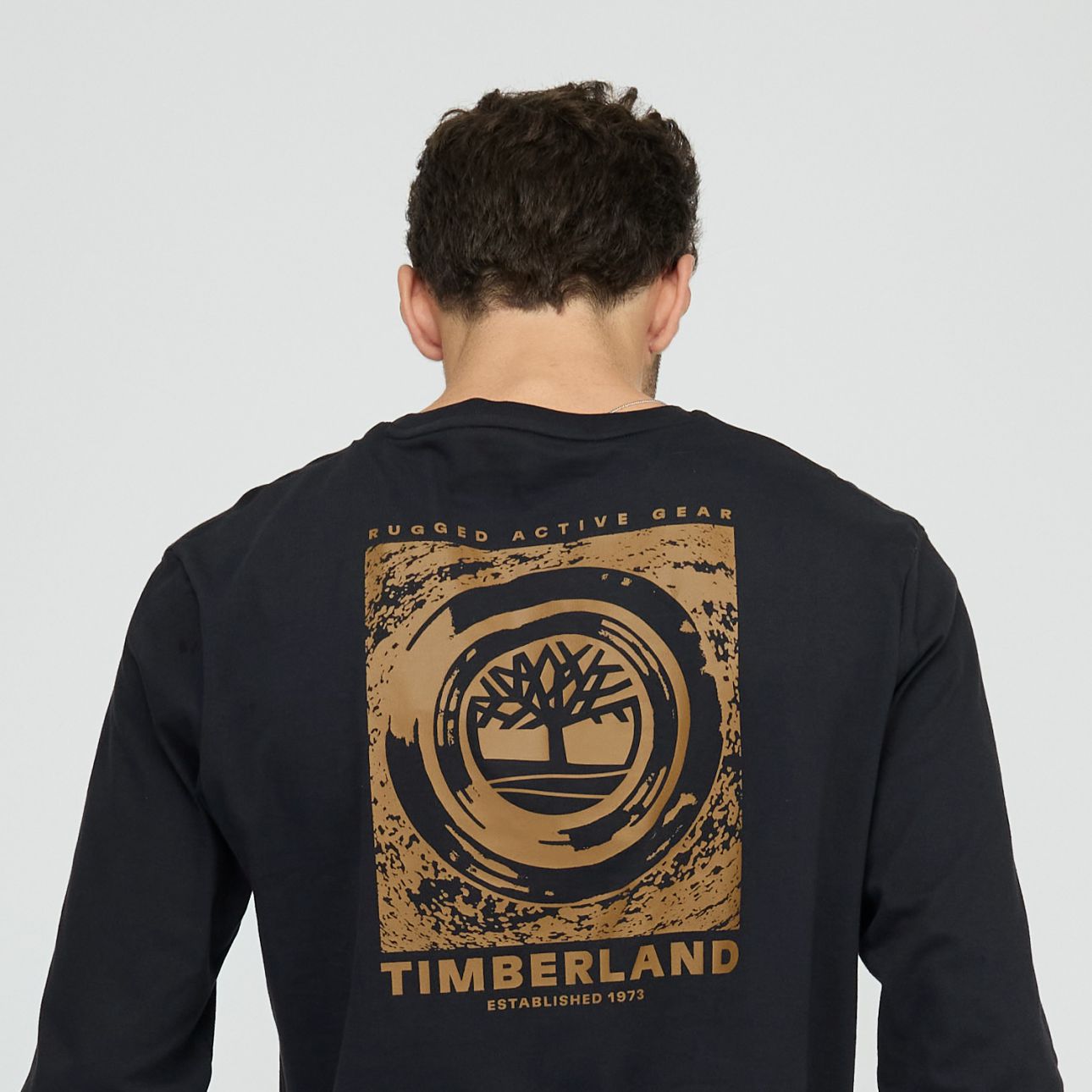 טי שירט שרוול ארוך Timberland עם הדפס אחורי לגברים