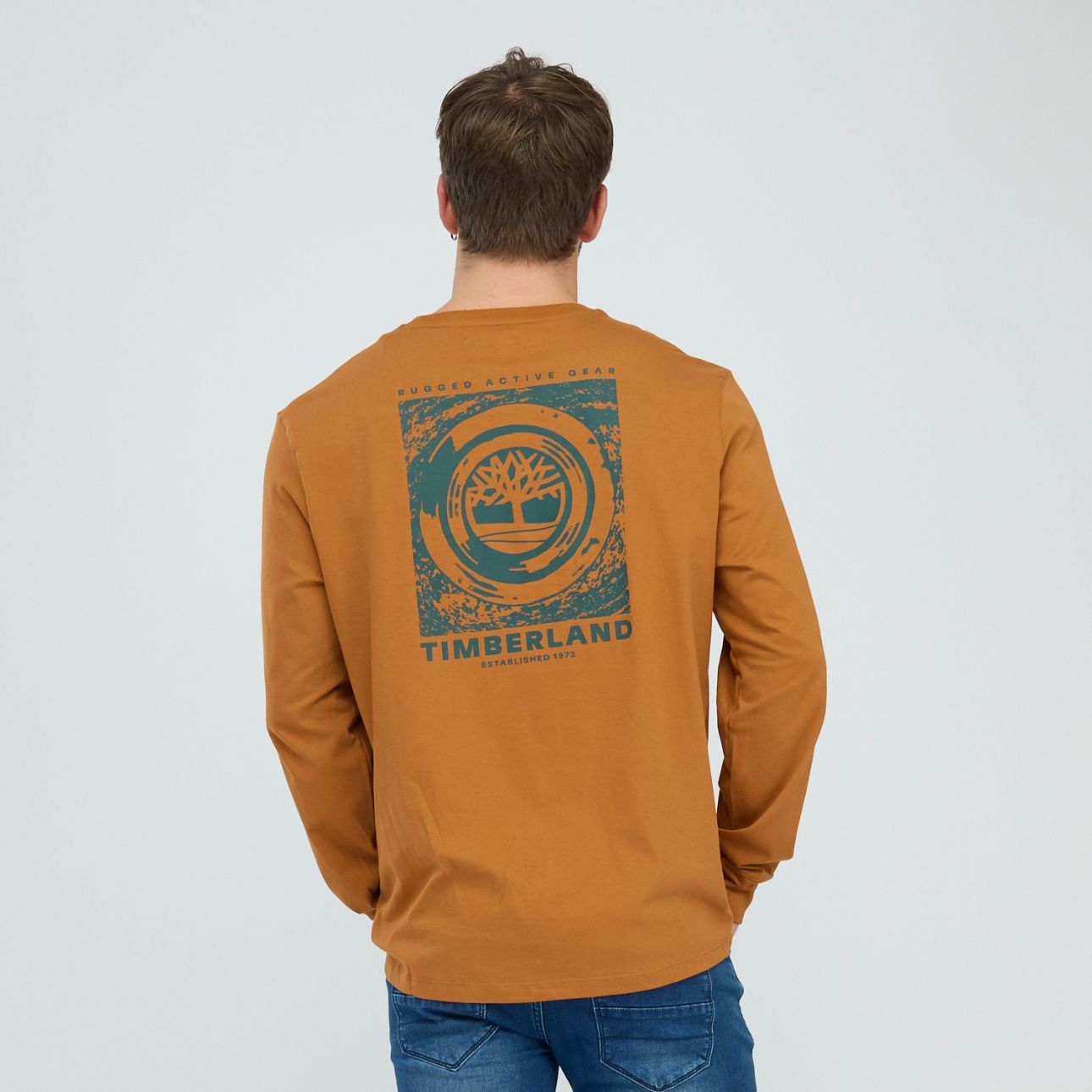 טי שירט שרוול ארוך Timberland עם הדפס אחורי לגברים