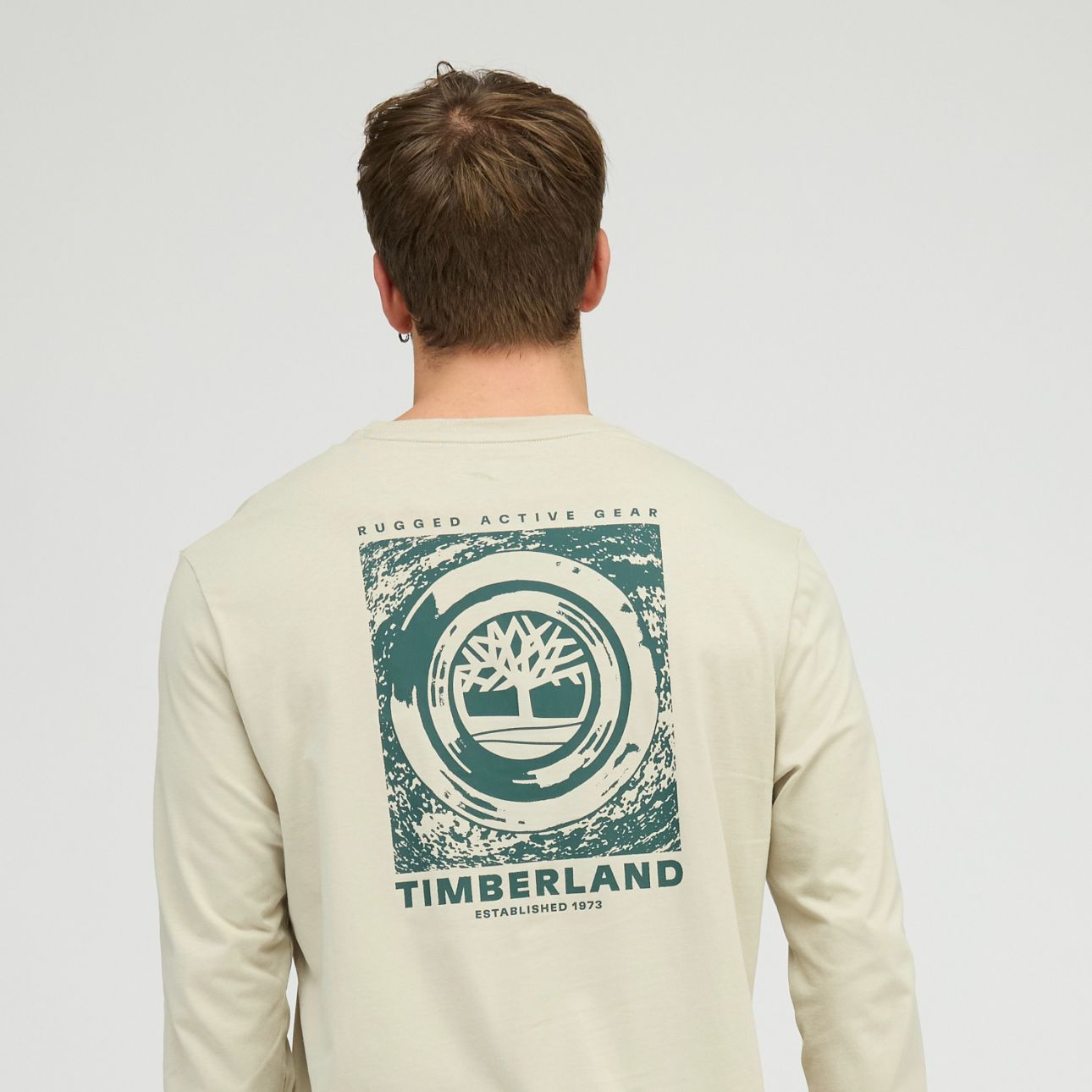 טי שירט שרוול ארוך Timberland עם הדפס אחורי לגברים