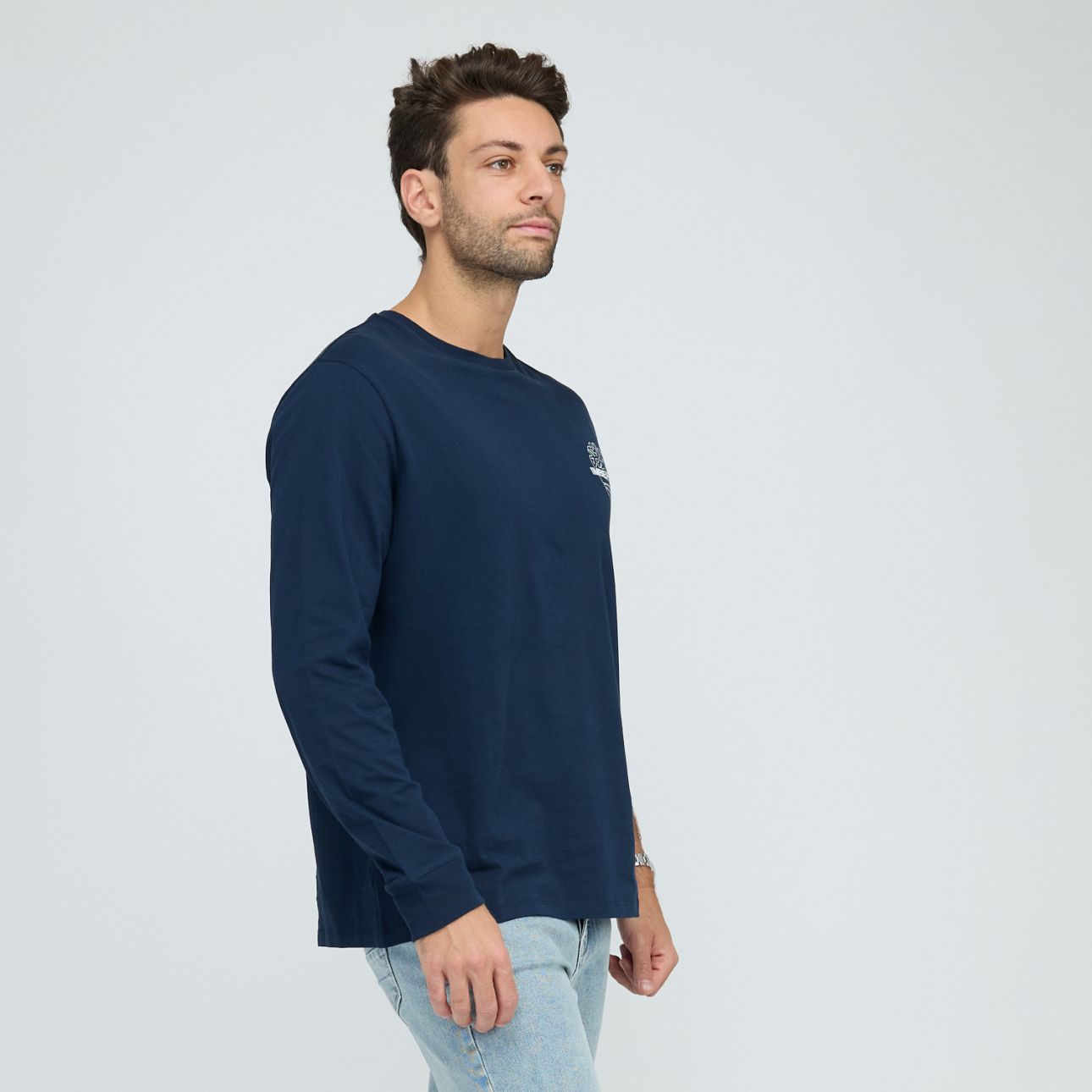 טי שירט שרוול ארוך Timberland עם הדפס אחורי לגברים