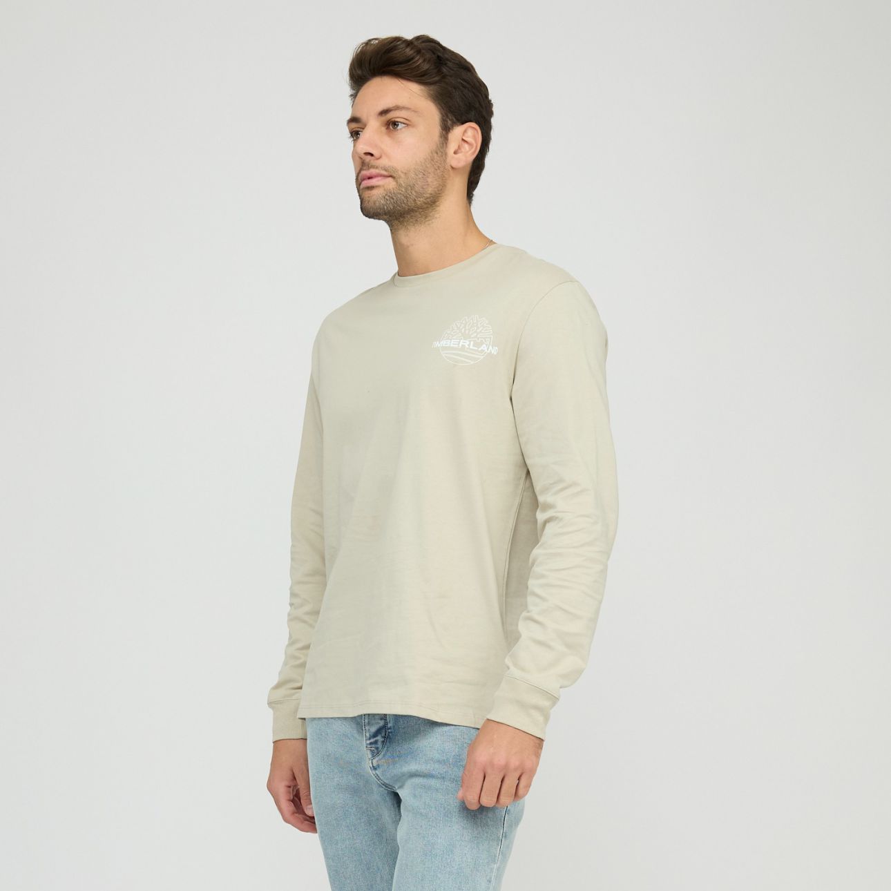 טי שירט שרוול ארוך Timberland עם הדפס אחורי לגברים