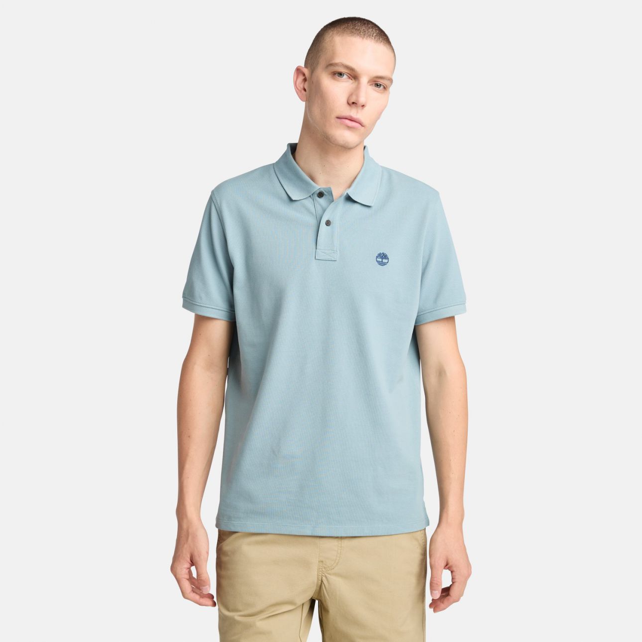 חולצת פולו לגברים עם שרוולים קצרים ולוגו רקום